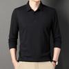 Herren Langarm T-Shirt Vielseitiges Poloshirt Einfarbig Gestreift Business Kragen Langarm Atmungsaktives T-Shirt