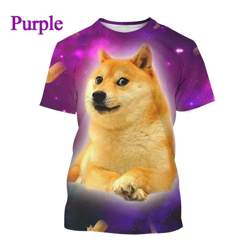 Astronaut Doge Dogecoin Graphic Printed T-Shirt Men Clothing Fashion Meme Cheems Casual 3D Printing Tee Tops