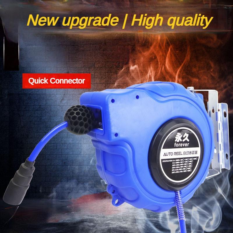 Air Drum Automatic Retractable Hose Pipe Reel Automatic Recycling Tube Winding Device Outdoor Spray Water Garage Tool Blue