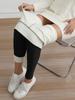 High-Waisted Fleece-Lined Lambswool Leggings for Women - Thick, Elastic, Skinny Cotton Pants for Outdoor Wear