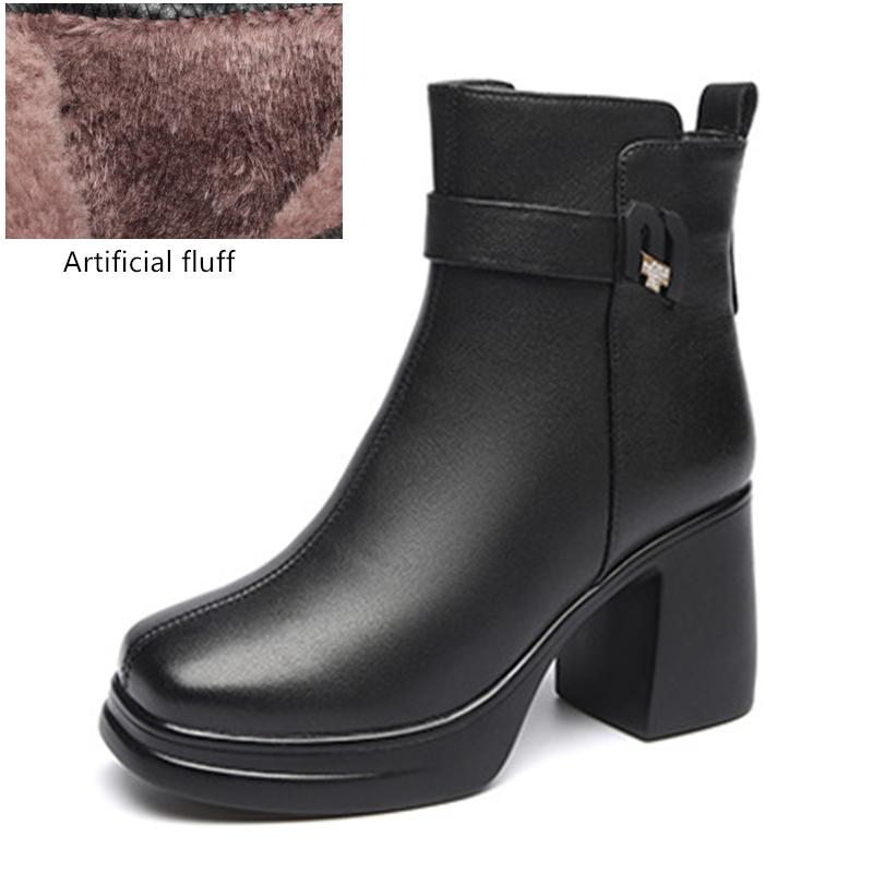 Fashion AIYUQI Women Winter Shoes Boots 2025 New Genuine Leather Fashion Women High Heel Boots Platform Natural Wool Warm Office Boots