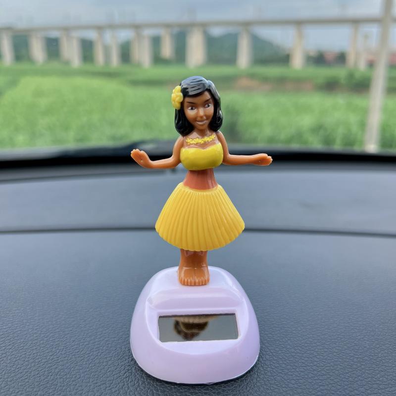 Solar Automatic Swing Dancing Doll Ornaments Car Supplies Figurines Miniature Girl Car Creative Ornaments Car Home Decoration