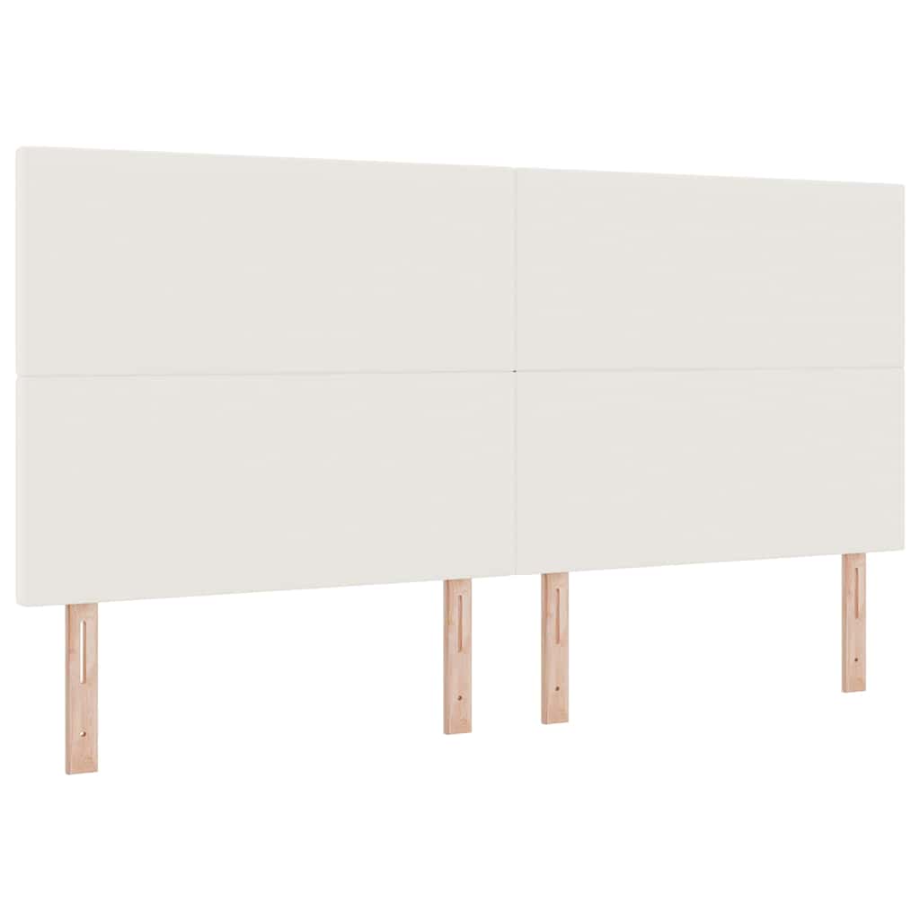 LED Box Spring Bed in Cream and White 200 x 200 cm Cord Fabric