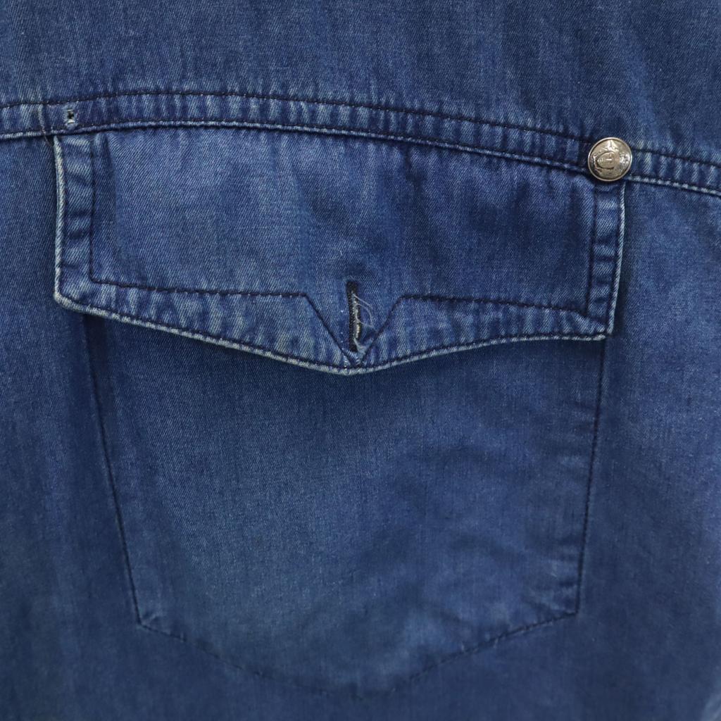 Gianni Versace Made In Italy Long Sleeve Chambray Shirt 50 Denim Men's Used
