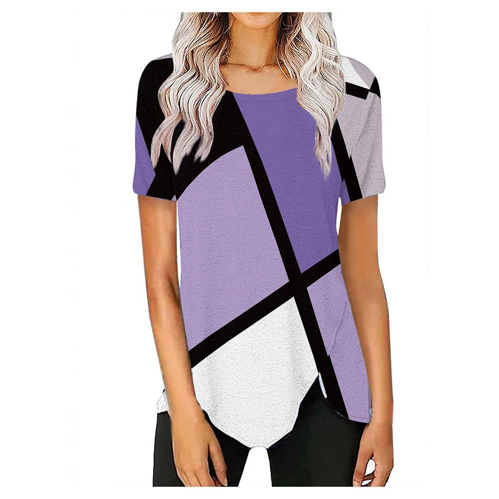 Damenmode, lässig, Temperament, Rundhalsausschnitt, lockeres bedrucktes Kurzarm-T-Shirt-Oberteil