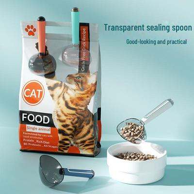 Stainless Steel Pet Food Spoon with Sealing Clip and Large Handle