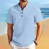 Men's Solid Color Button Tops Men's Sports Short Sleeve Shirt