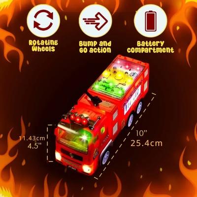 Feuerwehrauto Spielzeug für Jungen Mädchen Kinder mit Ton & Licht Kleinkinder Feuerwehr Spritzauto Schiebespielzeug Auto Echte Feuerwehr Sirene Ton Geburtstagsgeschenk