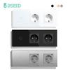 BSEED Touch Sensor Switch 1/2/3Gang 1Way Wall Light Switches Crystal Glass Switch With Double Power Sockets EU Standard