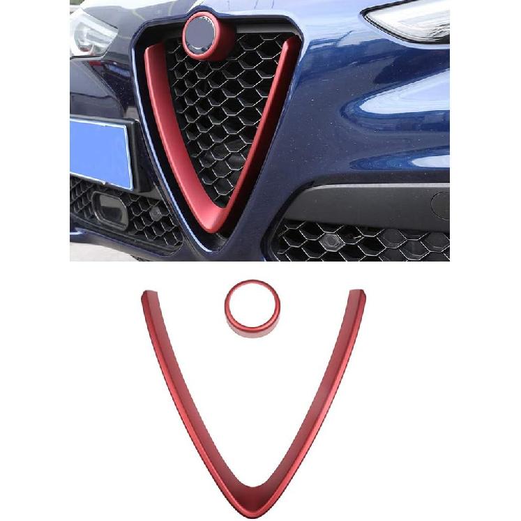 YIWANG Carbon Fiber Style ABS Chrome Front Grill Decoration Frame Trim 2Pcs For Alfa Romeo Stelvio 2017 2018 2019 2020 Auto Accessories (NOT