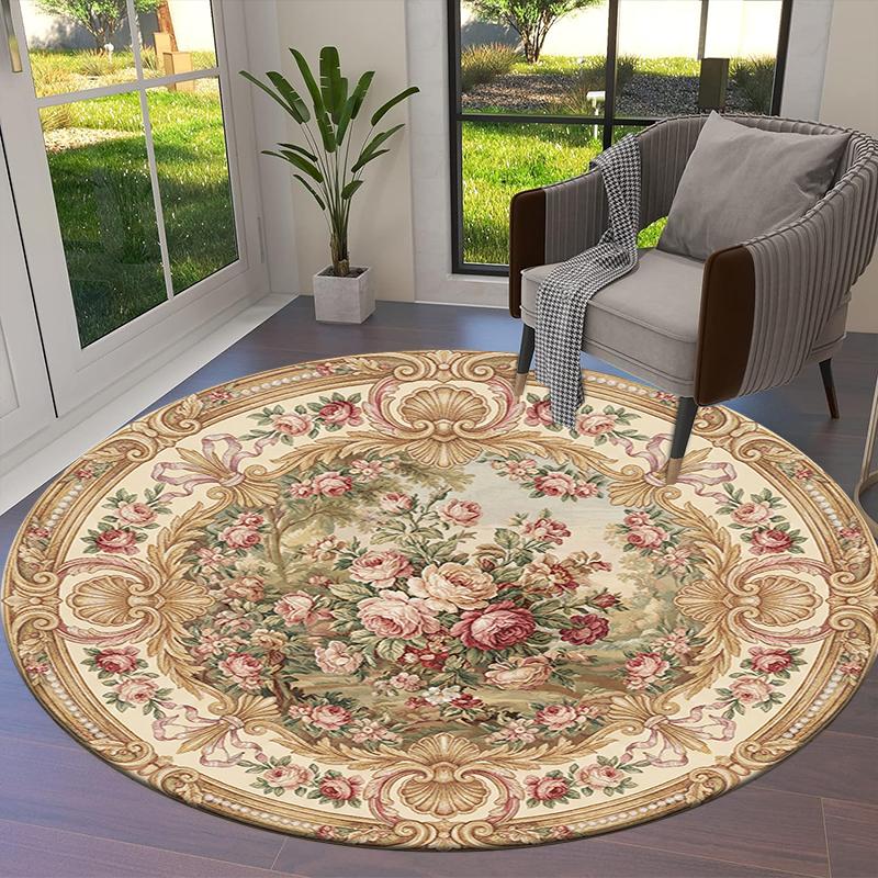 Rose Gorgeous Round Area Rug,Carpet Rug for Living Room Bedroom Sofa Playroom Decor,Non-slip Floor Mat64
