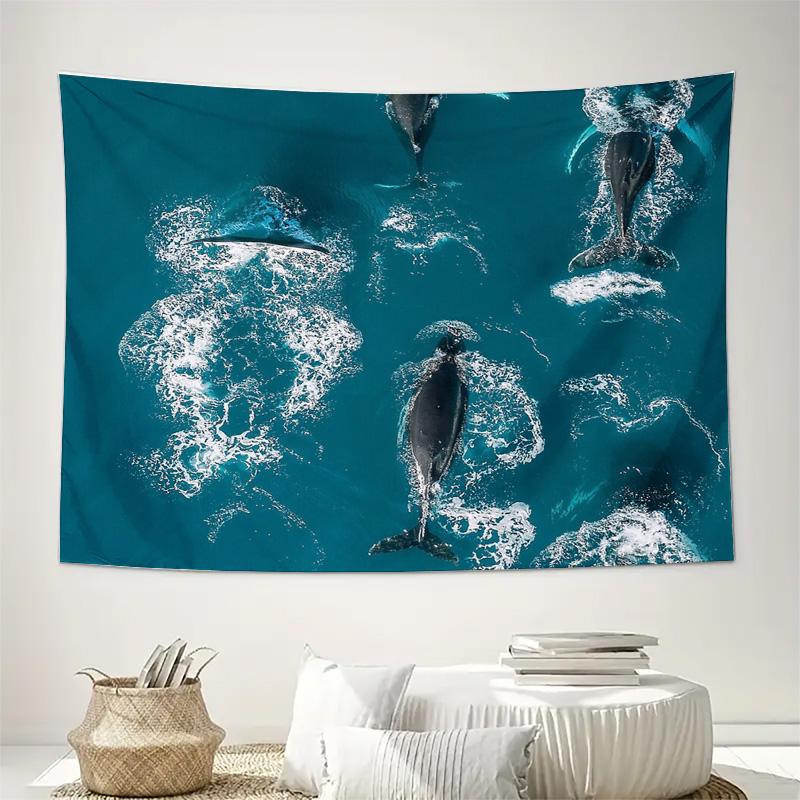 Ocean Whale Tapestry Wall Hanging Nature Sea Life Decor Room Aesthetic Beach Vibe Dorm Wall Art Gift Coastal Home Decor