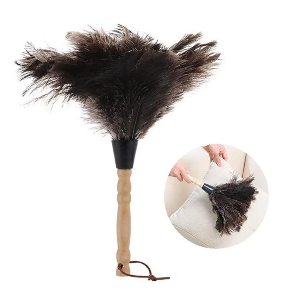 

NEW Sandis Anti-Static Ostrich Feather Fur Brush Duster Dust Cleaning Tool with Wooden Handle Household Clean Up
