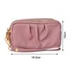 Portable PU Leather Women Long Wallet Double layer Large Capacity Shopping Wrist Bag Zipper Solid Color Handbag