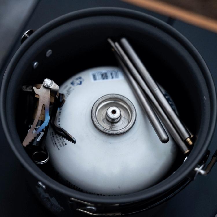 Foldable Titaniums Chopsticks With Front Grooves Nonslip Small Storage Folding Spoon Fork for Camping Activity