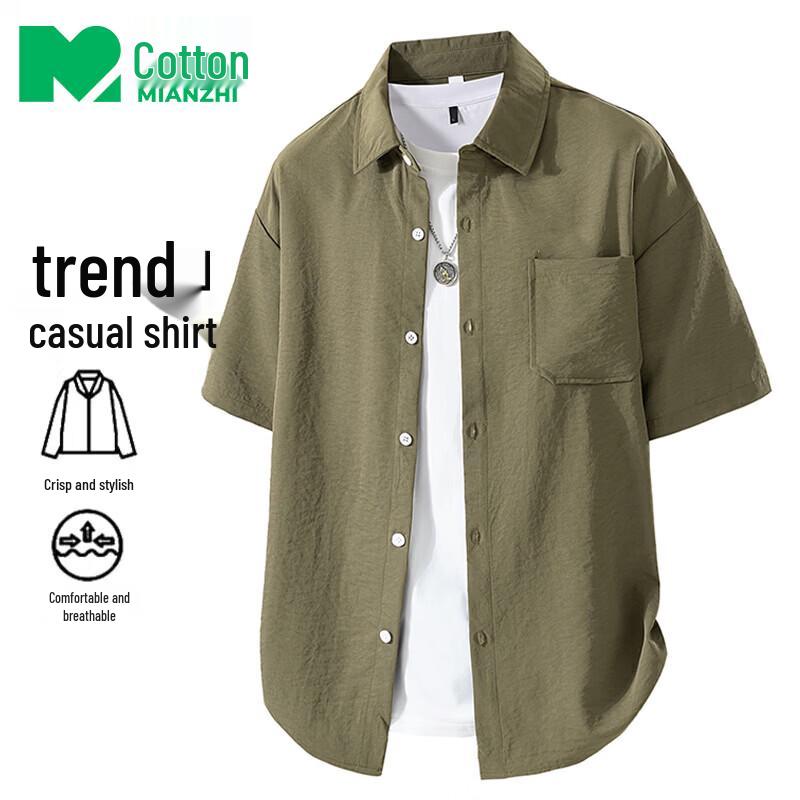 Men s Summer Quick-Dry Short Sleeve Lapel Shirt M