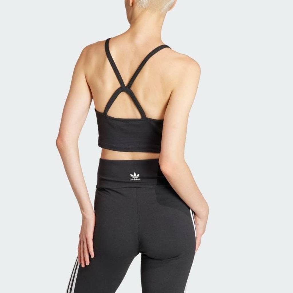 Adidas Originals Logo Three Stripes Short Sports Tank Top Women Tops Black IU2405