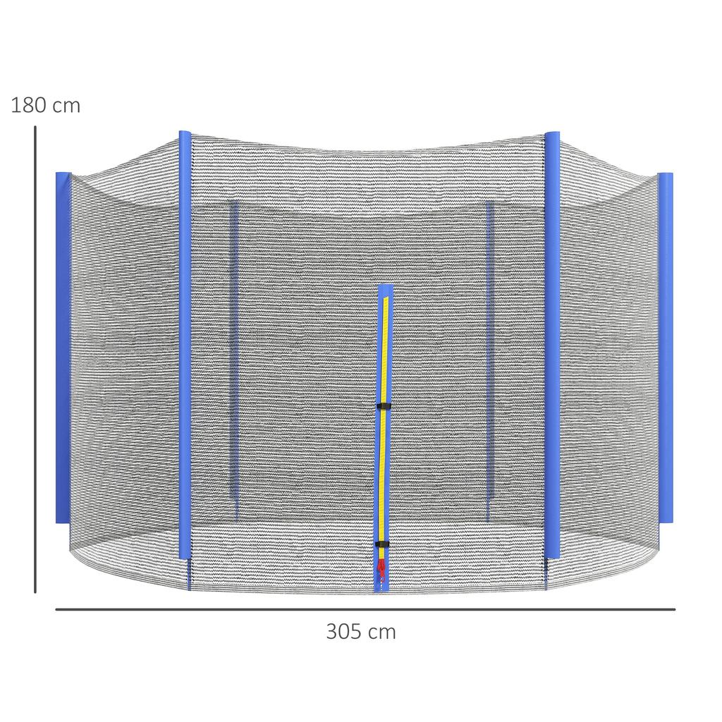 10ft Trampoline Net Replacement with 6 Plastic Pole Covers, Weather-Resistant Trampoline Netting Replacement with Zipped Entrance, Poles Not Included
