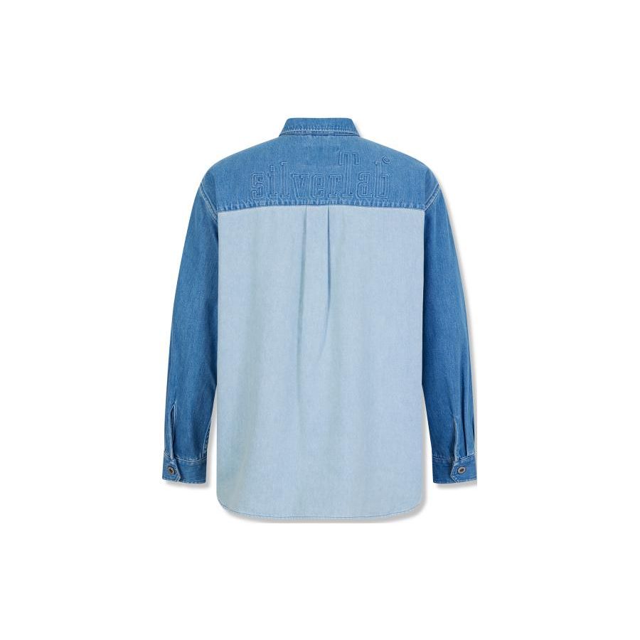 Levis Letter Print Long Sleeve Shirt Men Shirts Blue A6782-0001