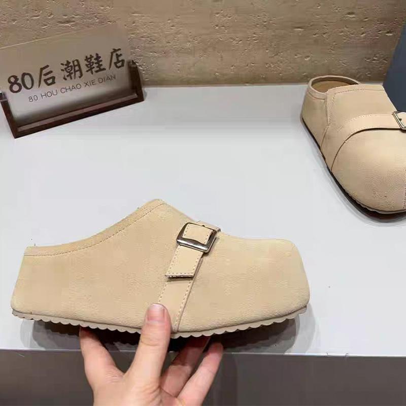 

Flats Platform Women Mules Shoes Slingback Suede Slippers Casual Dress New Sandals 2025 Summer Classic Chaussure Femme 40 абрикосовый