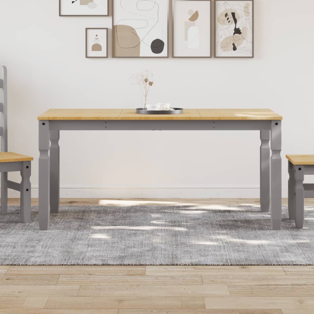 Dining Table Corona Gray 160 x 80 x 75 cm Solid Pine Wood