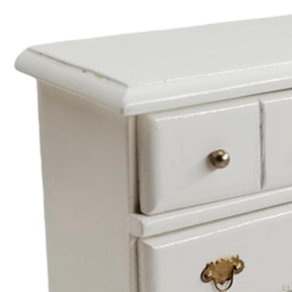 Drawer Cabinet Dollhouse Wooden Cottage Miniature Collection Accessories Furniture Shelf Room