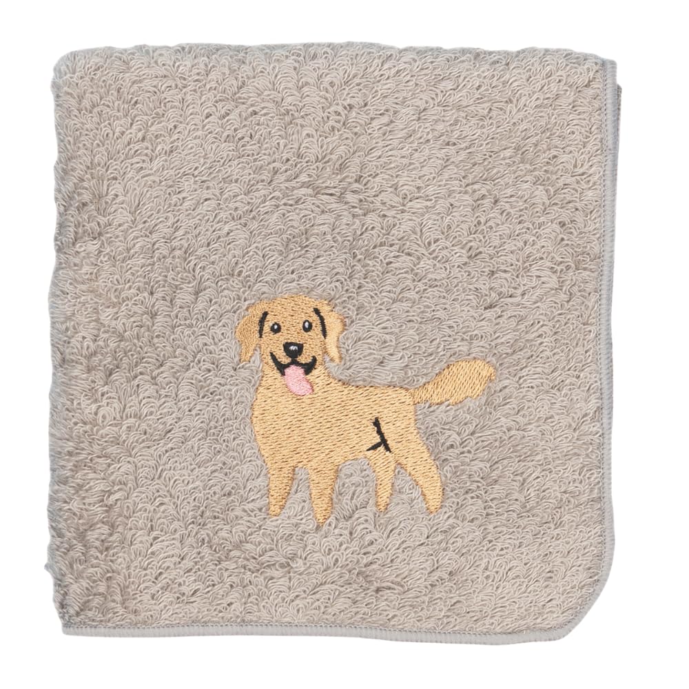 Imabari Towel Handkerchief Golden Retriever Gray [Hello Dog] - -