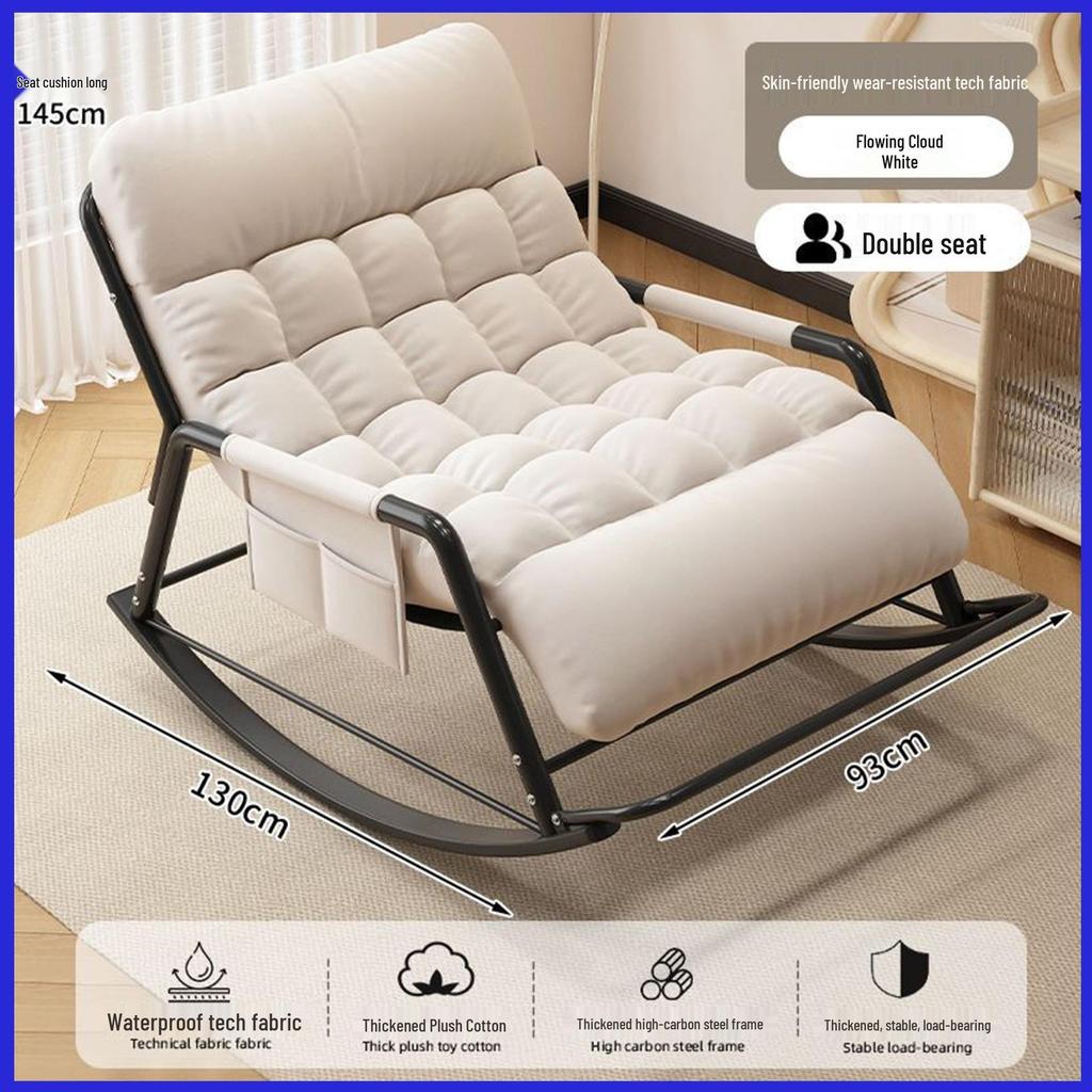 Double Rocking Sofa Chair: Comfortable Lazy Chair for Office, Bedroom, Balcony, Living Room - Perfect for Midday Naps and Leisure.