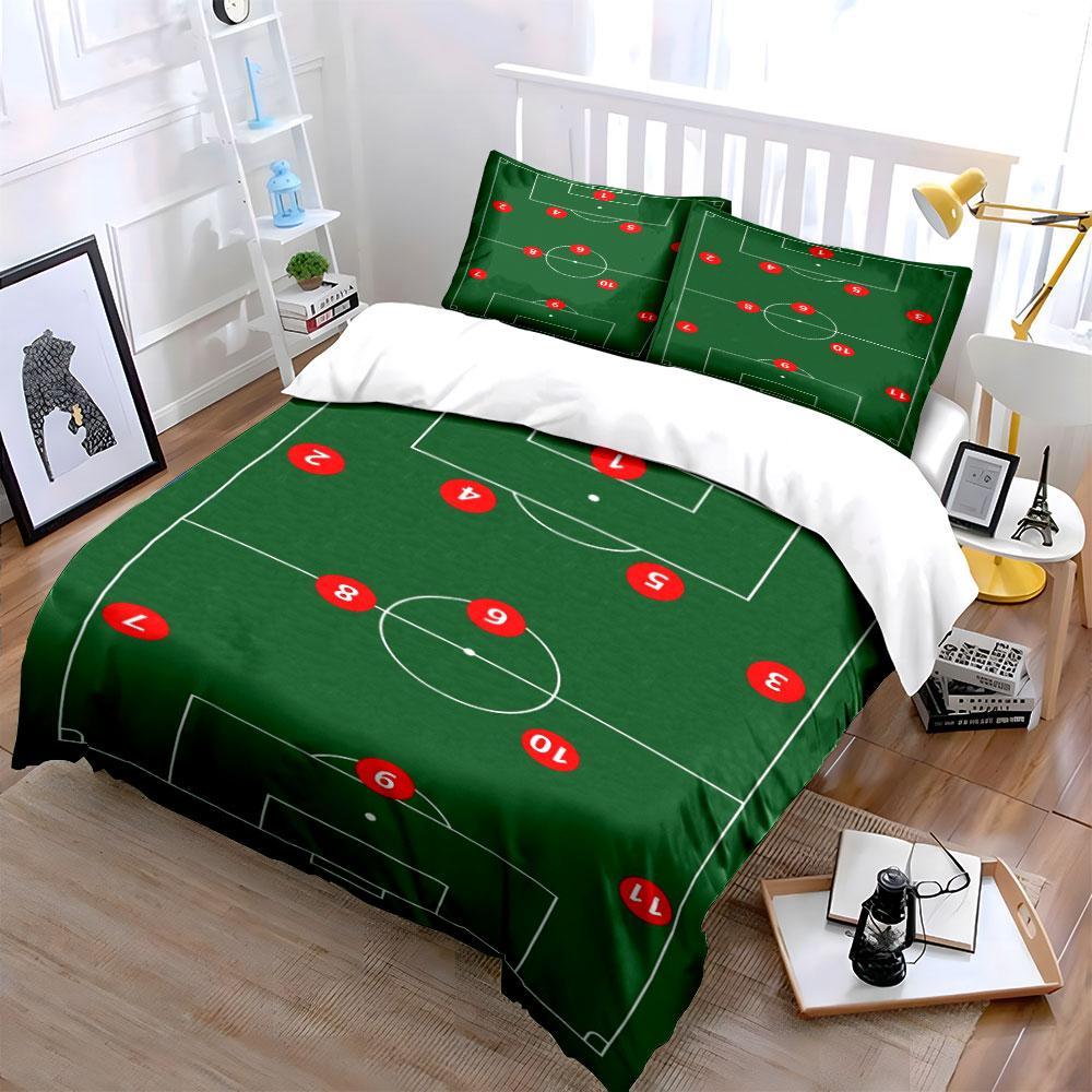 Campo da calcio con numeri. Set lenzuola Set copripiumino Copripiumini Federe(1*Copripiumino 2*Federe senza imbottitura piumone)
