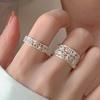 Panjbj  Copper Zircon  Flower Ring For Women Lace Hollowed Out Wide Sweet Romantic Adjustable Jewelry Gift Dropshipping