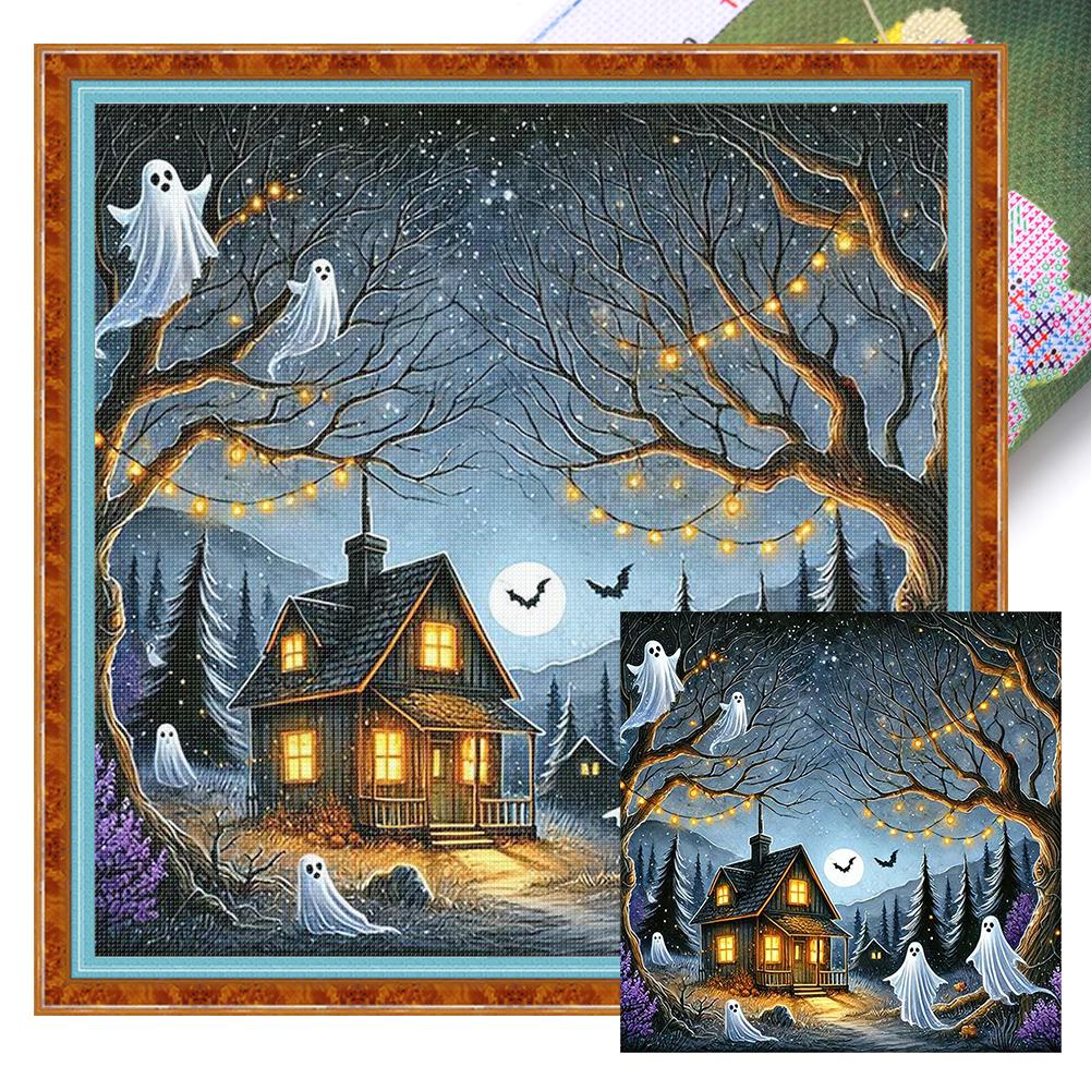 Halloween Printed Cross Stitch Kit DIY 11CT Embroidery Craft Set Home Decor