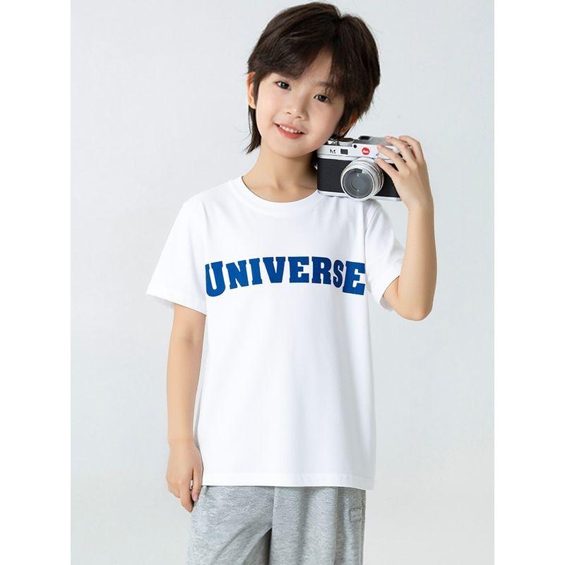 Brand Foreign Trade 2026 Summer New Style Big Kids' Tops with Letter Print, Children's Loose Cotton Round Neck Short-Sleeve T-Shirt