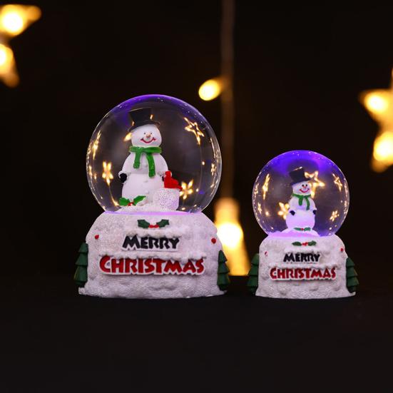 Christmas Snow Globe with Colorful Lighting Lovely Shape Desktop Decor Santa Claus Snowman Glass Ball Ornament Children Gift