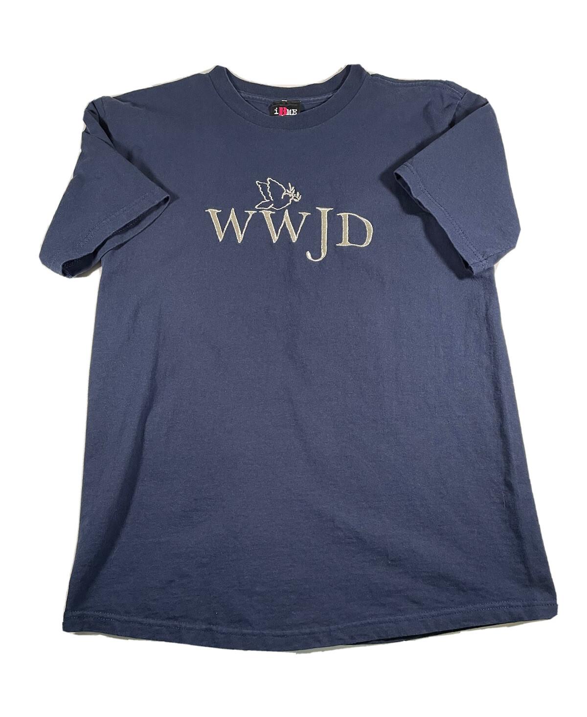 Wwjd T L Fits M Mens Blue Vtg What Would Jesus Do Spell Out 90s Religious Unisex T-Shirt L