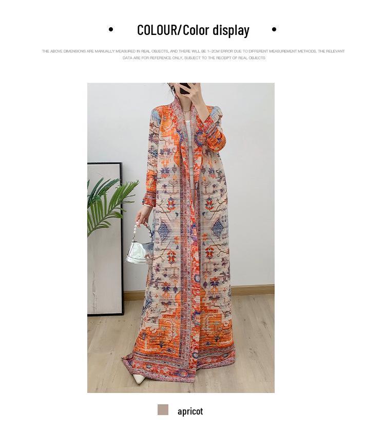 Elegant 2024 Dam Sommar Veckad Lös Trenchcoat: Storlek, Mellanöstil, Trendig Printed Cardigan-rock