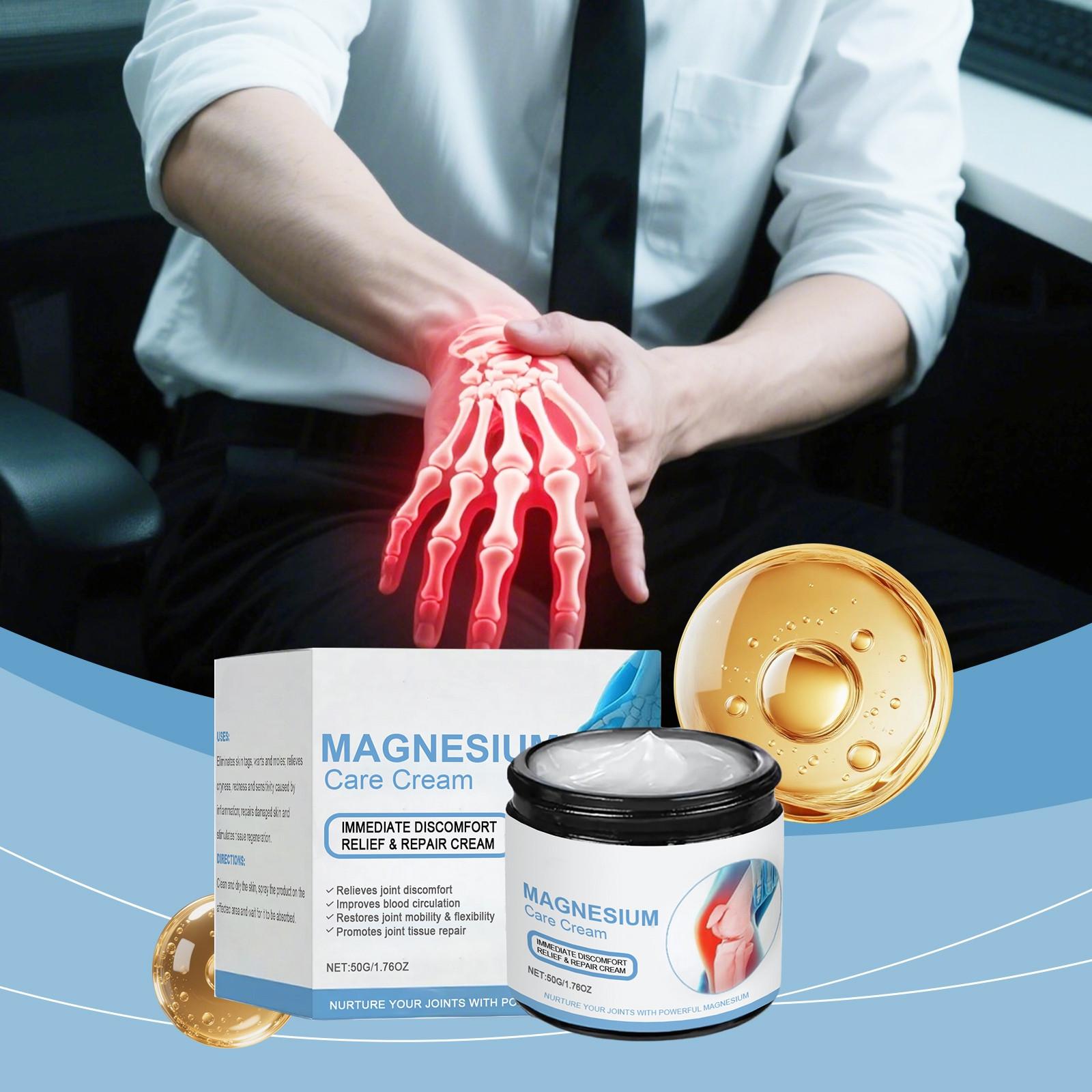 

Крем для ухода с магнием для облегчения боли в суставах питает кости, уменьшает боль в суставах и мышечный дискомфорт. Крем для наружного массажа нежный и успокаивающий. One Size белый