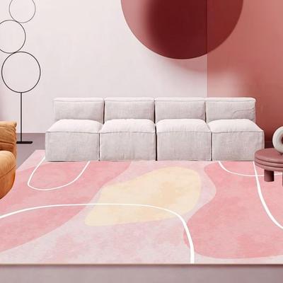 Modern Minimalist Carpets for Living Room Light Luxury Geometric Pink Floor Mat Fluffy Soft Coffee Table Bedroom Rug Non-slip