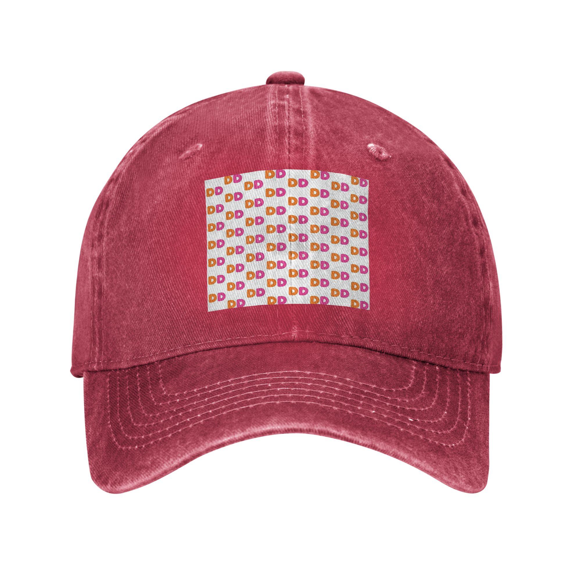 I love dunkin donuts Denim Fabric Cap Casual Baseball Caps Adjustable Hat Summer Unisex Baseball Hats One Size