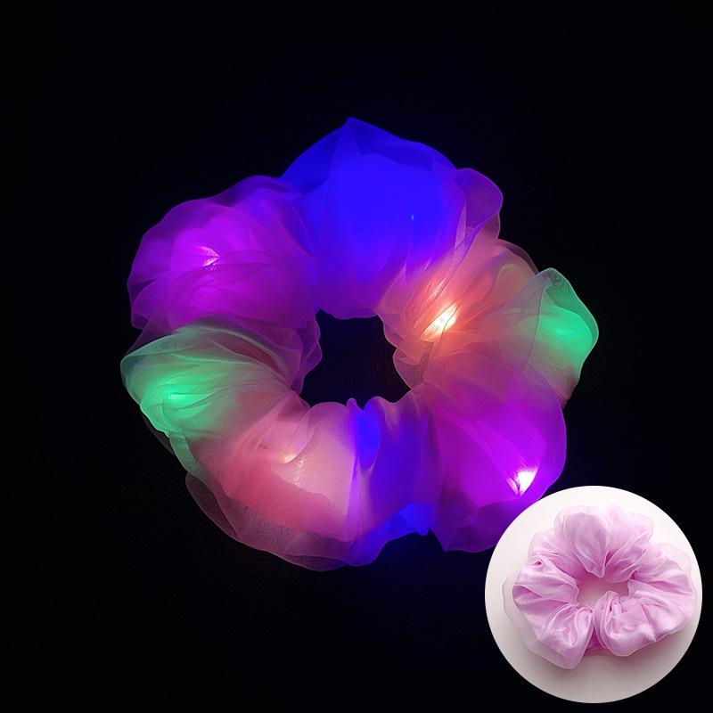 LED Işıklı Parlak Saten Noel Saç Tokası - Amerikan ve Avrupa Stilleri için Kalın Bağırsak Scrunchie Saç Aksesuarı