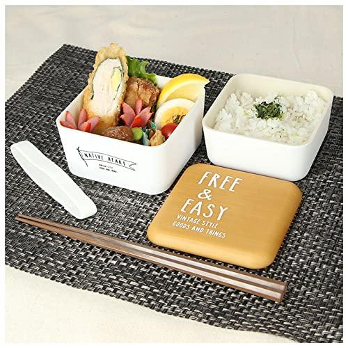 Masakazu Lunch Box Wood Grain x White Length 10 x Width 10 x Height 11cm Square Nest Lunch 600ml Made in Japan Approx. FREE&EASY 43-78702-1