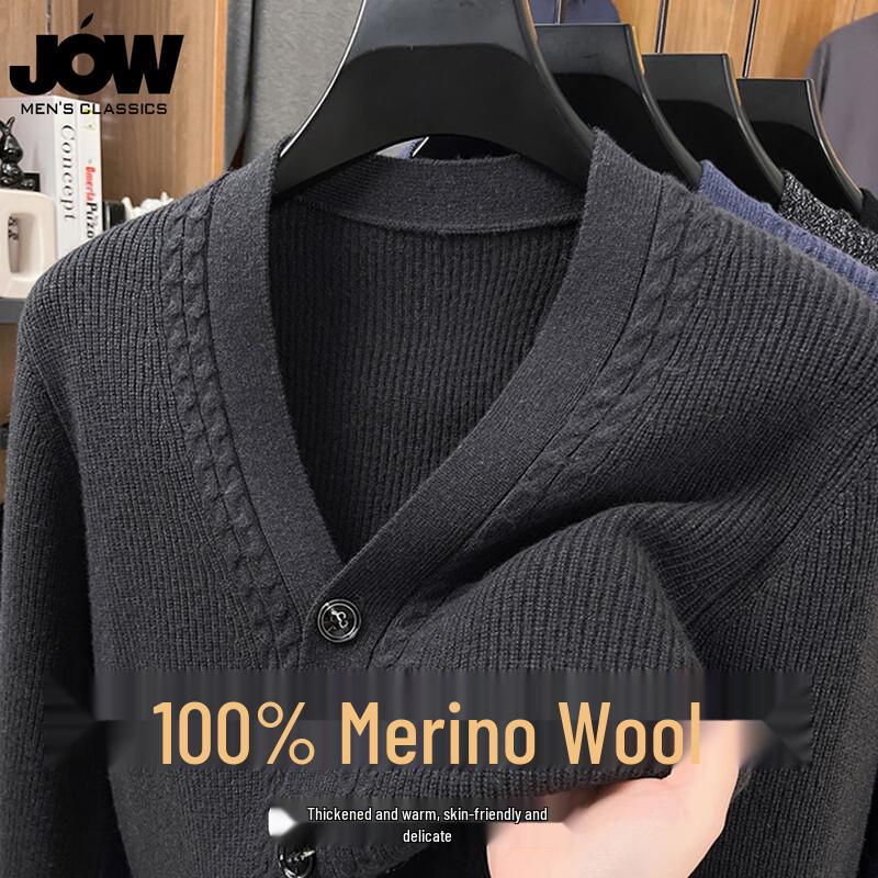 

JOW Men s Jacquard Thick Pure Wool Cardigan M /48
