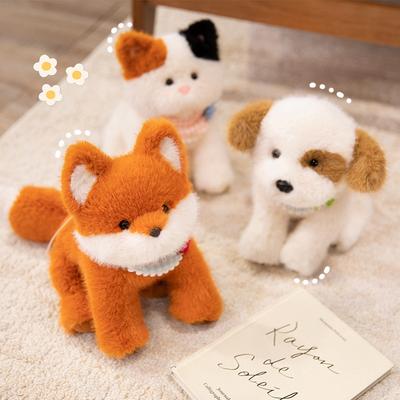 Huahua Series Three-flower Cat Doll Children's Doll Birthday Gift Plush Toy Dog Fox Doll Batch