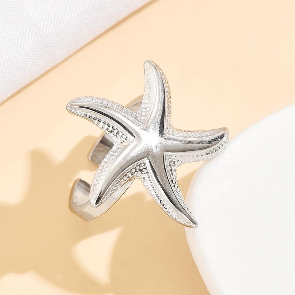 Stainless Steel Starfish Vacation Ring - Marine Life Jewelry Collection