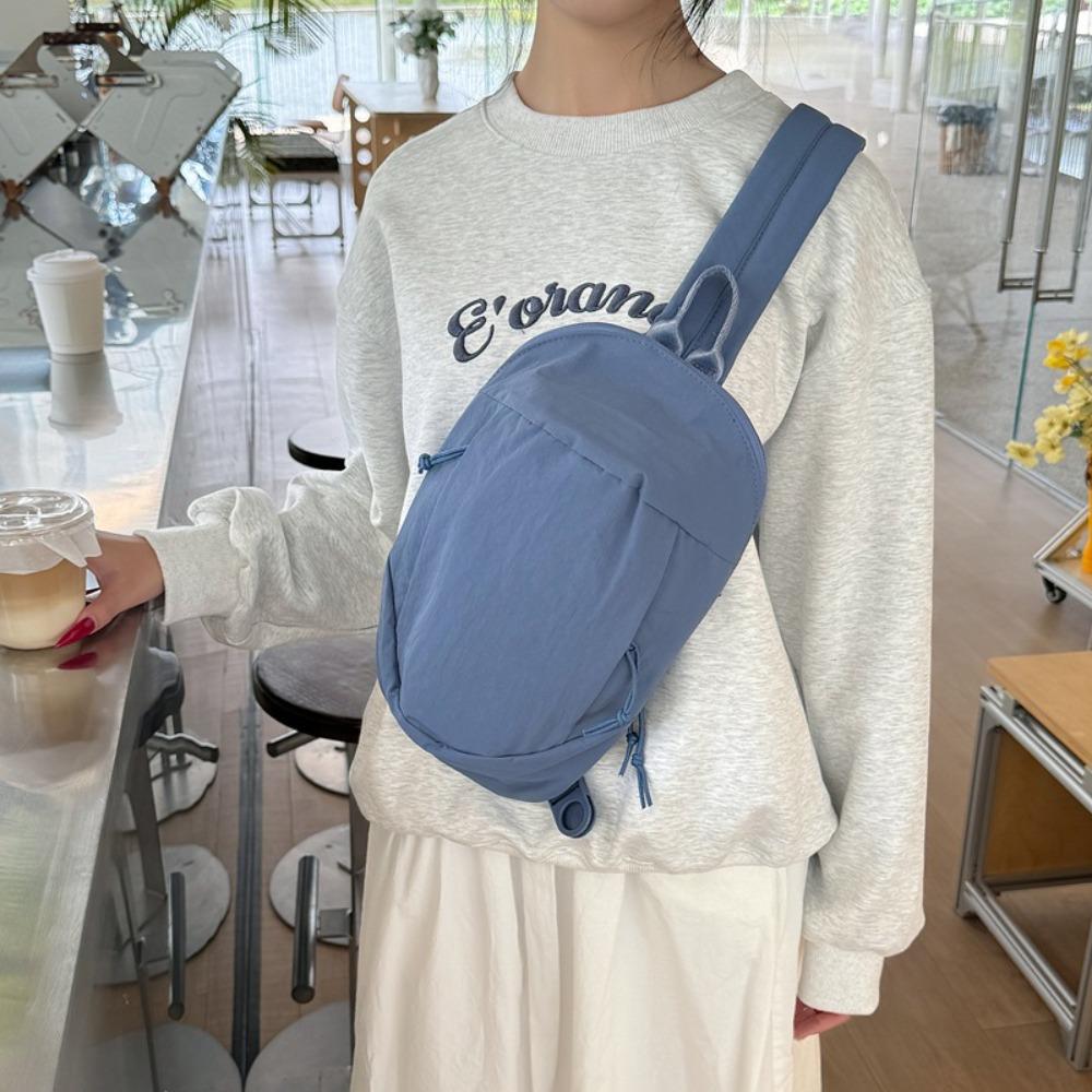 Large Capacity Sports Crossbody Bag Solid Color Outdoor Chest Bag Nylon Shoulder Bag  Hiking