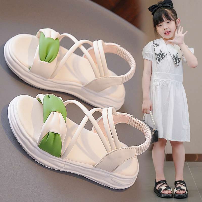 Girls sandals summer 2025 new sports wear princess shoes medium and large children soft sole primary school children beach shoes