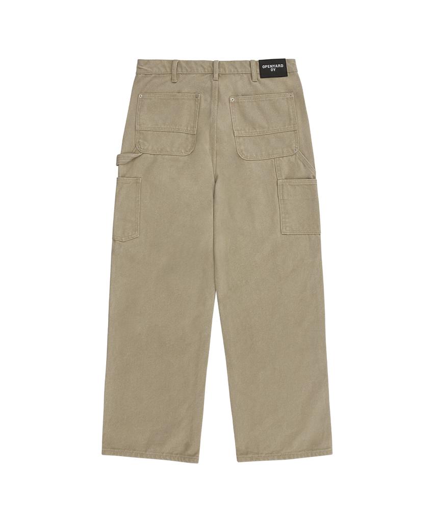 Opeunyadeu(Owai) Irregular Rivet Carpenter Pants - Sand