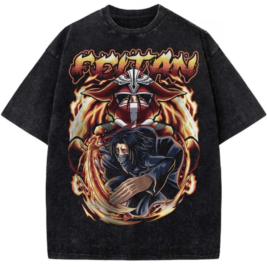 

Hot Anime Hunter x Hunter Chrollo Print Tshirt Men Women Short Sleeve Clothing Cotton Tshirt Retro Washed T Shirt Manga Tops S