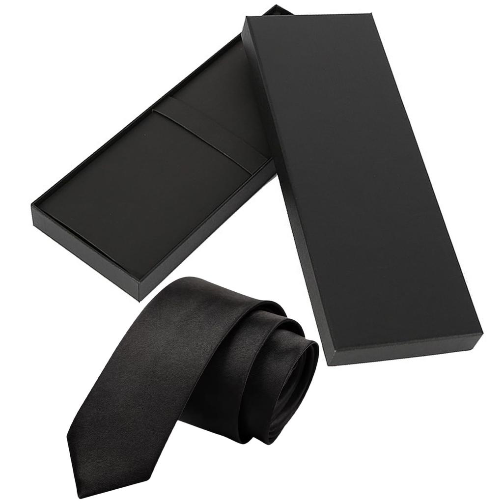 [DEVENTORZ] Men's Black Plain Tie, Hand-tied, for Formal Occasions, Funerals, Memorial Services, Wakes, and Other Mourning Occasions, with Tie and