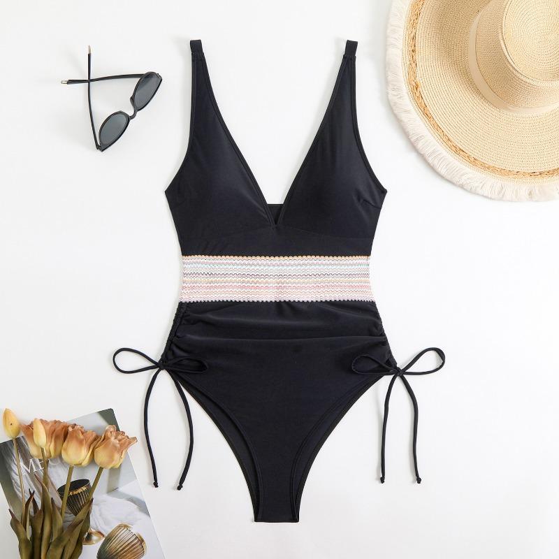 New Women's One-piece Swimsuit Bikini Strap-up Wrinkled Swimsuit Fashionable and Tight