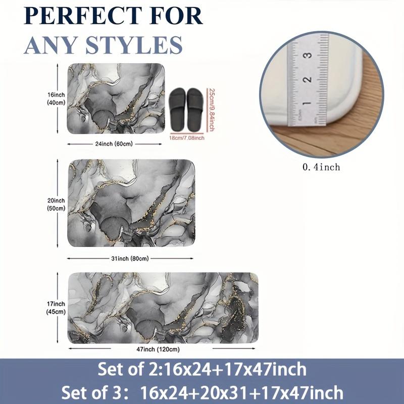 1 Stück Anti-Ermüdungs-Küchenteppiche, luxuriöser Marmordruck, wasserdicht, rutschfest, dick gepolstert, Küchenmatte, strapazierfähig, bequeme Stehmatte für die Küche
